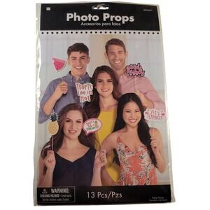Tropical Photo Booth Props Set - 13 Pieces Luau Party Decorations Summer Spring